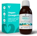 Vegan Omega 3 Liquid, de Microalgae, 800 mg de EPA DHA, con vitamina D3, apoya el corazón, cerebro y salud ocular, natural Fish Oil Alternative, UK Made, Mild Orange Flavoured