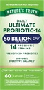 La verdad de la naturaleza Probiótico para Mujeres y Hombres Silencio 50 Billion CFU TEN 14 Strains Probióticos Silencio 60 Capsules ← Stomach Friendly TEN 200mg Prebióticos TEN VÉRGICO, NO OGM &amp; Gluten Suplemento Gratis