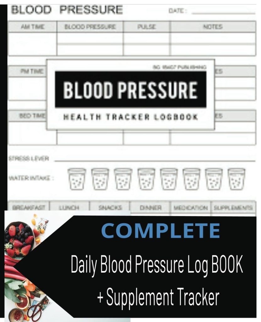 Revista de Presión de Sangre 7.5"x9.25" 150 página [con Tracker de Suplemento]