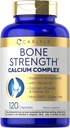Carlyle Bone Strength Calcium Complex Suplemento Silencio con Vitamin D3, Magnesium, K2, Zinc &amp; Boron TEN 120 Capsules ANTE Non-GMO, Gluten Free