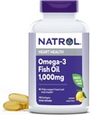 Natrol, Omega-3 aceite de pescado Softgels, suplemento dietético de salud cardíaca, 1000 mg, 150 conteo