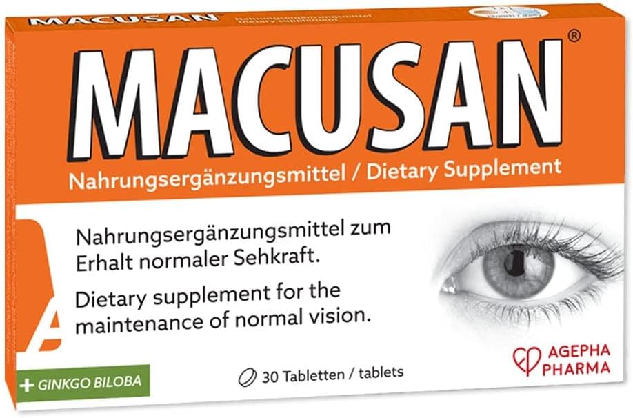 Tablas de ojos secos para problemas de salud de los ojos relacionados con la edad ← Vitamina del ojo y suplemento mineral con luteína, Zeaxanthin, Ginkgo Biloba & Omega-3 para mejorar la vista de los ojos