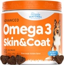 Omega 3 para perros - Omega 3 aceite de pescado para perros, suplemento de cama con aceite de salmón para perros Skin y la carne, reduce la picazón &amp; apoya la salud del corazón - 90 cerdas de alergia para perros para picar piel