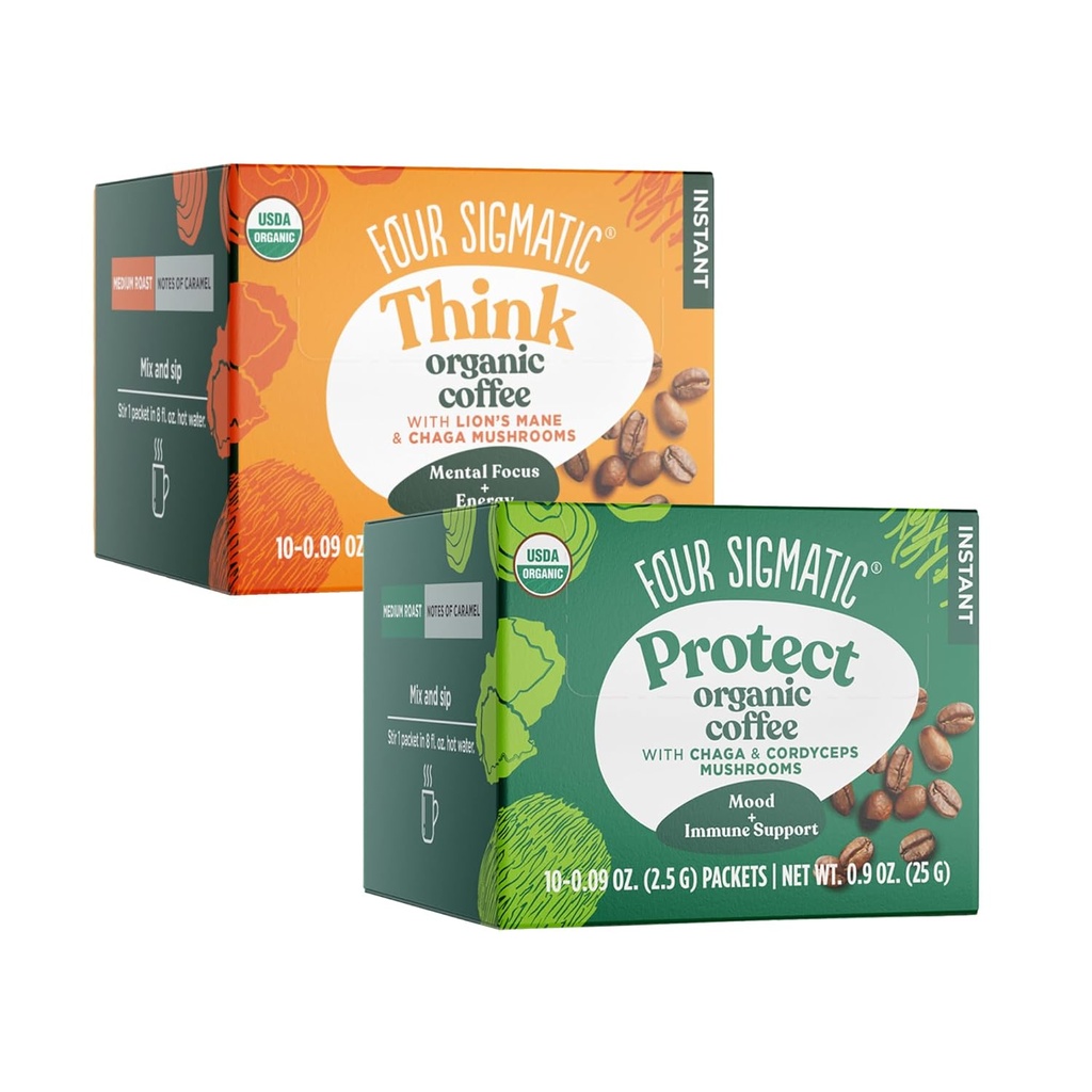 Four Sigmatic Mushroom Coffee Mix Pack of 2 - Lion's Mane and Chaga & Cordyceps y Chaga