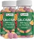 YumVs Calcio 500 mg con Vitamina D3 - Raspberry & Orange Flavor Calcio Vitamina D Gummies, Suplemento de Calcio Chewable para Adultos Infantiles, Vitamina D Calcio Gummies (60 Cuenta (Pack de 2))
