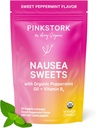 Pink Stork Organic Peppermint Sweets for Morning Sickness and Motion Sickness Support, Añadido Vitamin B6, 1st Trimester Pregnancy Must Haves - 30 Wrapped Peppermint Candies
