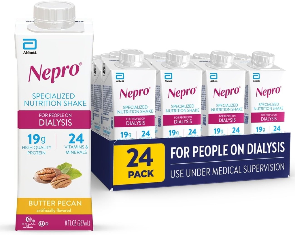 Afeitado de Nutrición Nepro para Personas en Diálisis, 19g Proteína, 420 Calories, Butter Pecan, 8 fl oz, Pack de 24