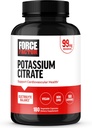 Factor de fuerza Citrato de potasio, cápsulas de potasio para apoyar la salud cardiovascular, promover el equilibrio de electrolitos y la hidratación de boosto, ideal para atletas, 180 cápsulas vegetales