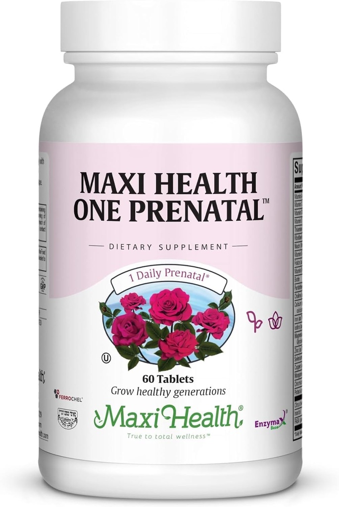 Maxi Health Prenatal Vitaminas para Mujeres – Un Prenatal diario con folato metilado, Iron suave y DHA Support – Doctor Formulado, Kosher Multivitamínico para el embarazo – 60 cápsulas (60 Day Supply)