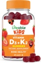 Lifeable Kids Vitamin D3 K2 Gummies | 1000iu D3 and K2 100mcg | Great Tasting D3 and K2 Supplements | for Bone Health and Immunity | VIT D3 K2 for Kids | 60 Gummies