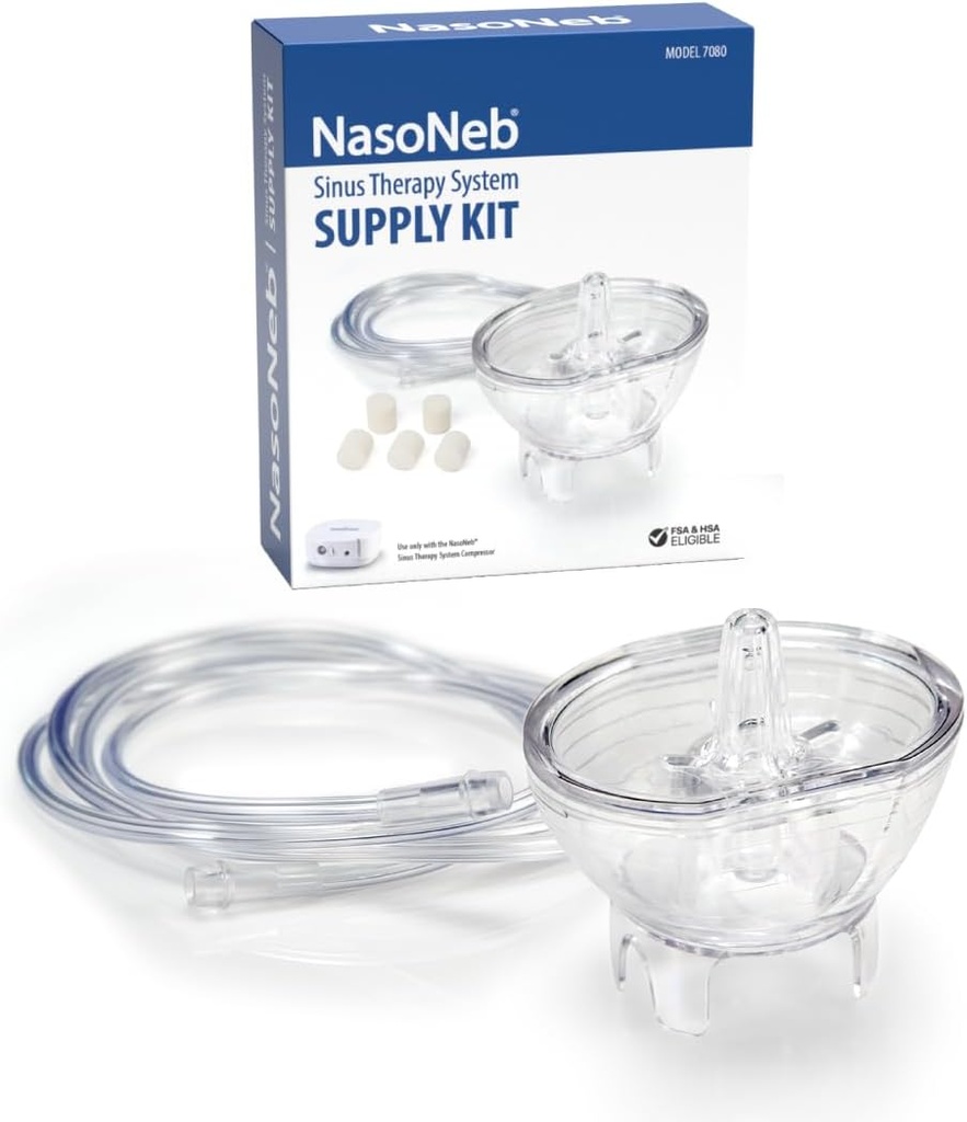 NASONEB Replacement Nasal Nebulizer Cup, Tubing, 5 Filtros para NasoNeb Sinus Therapy System ← Electric Nasal Irrigation System y Sinus Infection Treatment Delivery for Sinus Relief