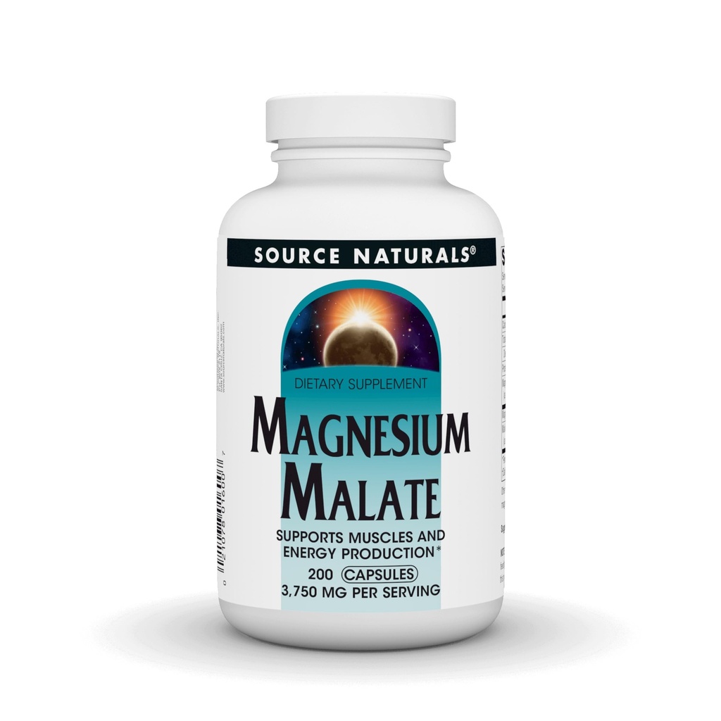 Fuente Natural Magnesium Malate, apoya músculos y producción de energía*, 3750 MG - 200 cápsulas