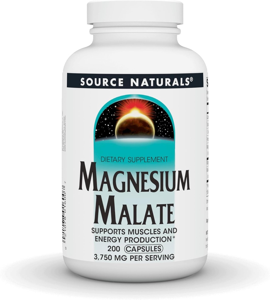 Fuente Natural Magnesium Malate, apoya músculos y producción de energía*, 3750 MG - 200 cápsulas