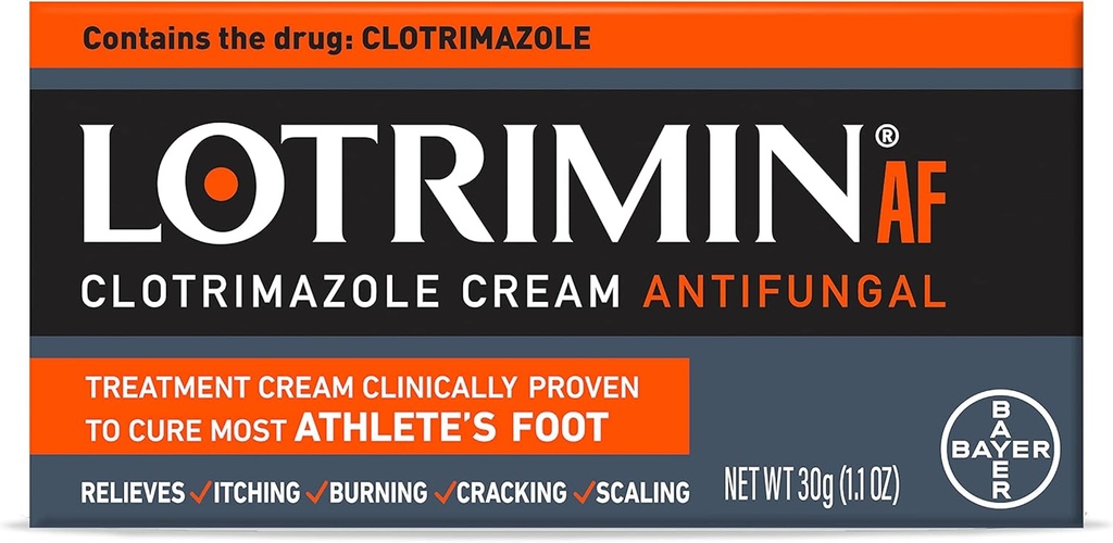 Lotrimin AF Cream: Athlete's Foot 1% Clotrimazole Antifungal Treatment, clínicamente probado eficaz, 1.1 Ounce (Nuevo look)