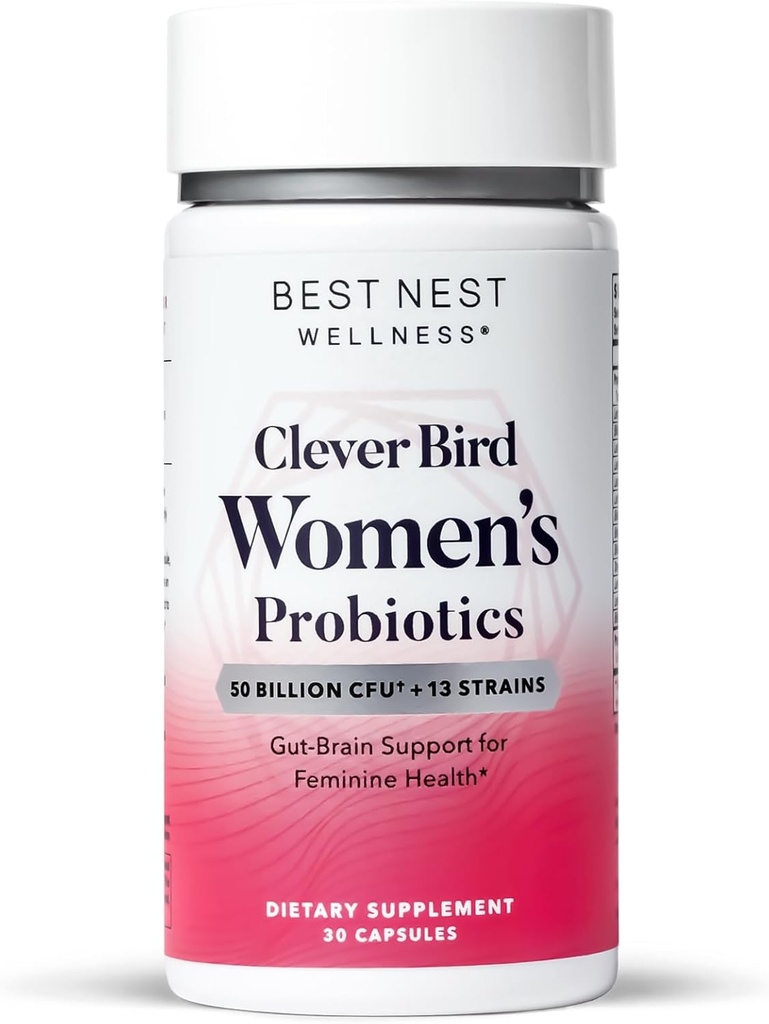Best Nest Wellness Women's Probiotics - Gut &amp; Brain Health Support Suplemento - Fórmula con Strains Probióticos Múltiples - Suplemento de Apoyo Digestivo para Mujeres - 30 cápsulas