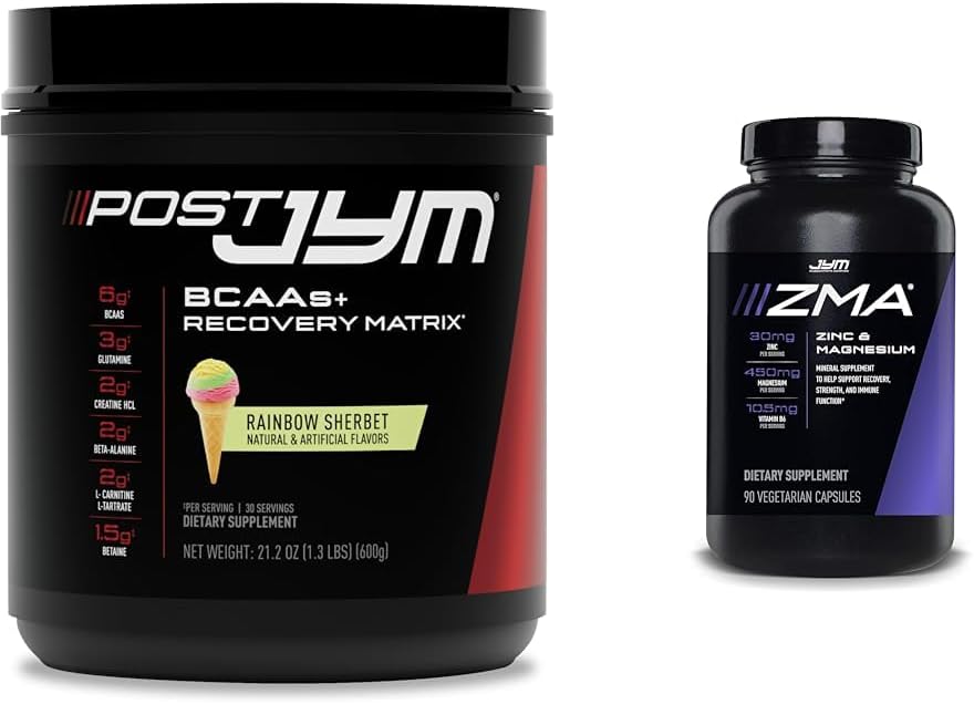JYM Supplement Science Post-Workout Recovery Drink with ZMA Capsules, 30 Servings