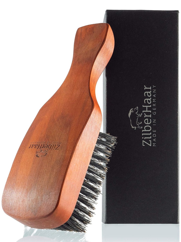 ZilberHaar mayor cepillo de barba para hombres - Boar Bristles y Pearwood - Todos los tipos de barba y pelo - Hecho en Alemania