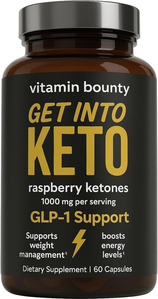 Vitamina Bounty Premium Raspberry Ketones Suplemento - Keto Pills for Weight Loss - Promueve Ketosis & Metabolism Support - Keto Diet Aid - Energy Boost for Women &amp; Hombre - 60 cápsulas