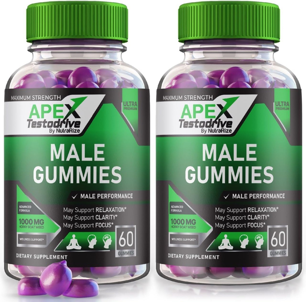 (2 Pack) Apex Testodrive, Apex Testodrive Suplemento dietético para hombres, Apex Testodrive Won All-Natural Formula para el bienestar general y rendimiento de pico, Apex Testo Drive Gomitas Review (120 Gummies)