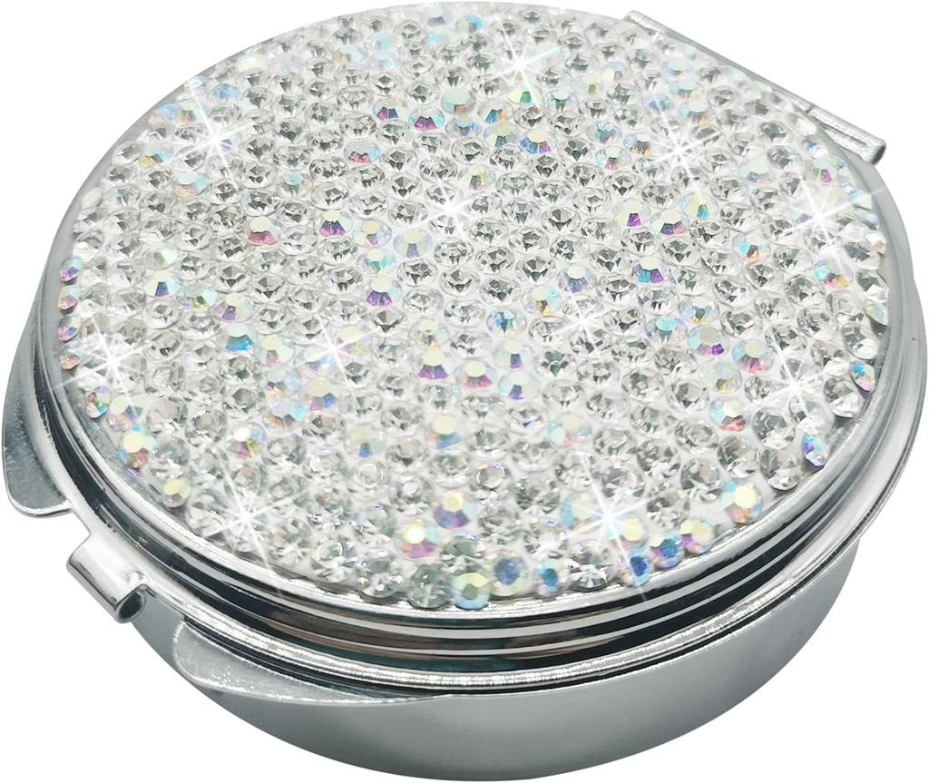 Caja de Píldora de Píldoras de Píldora de Contenedor de Vitamina Caja de Píldora de Píldora de Píldora Round Medicine Organizer for Vitamin/Fish Oils/Supplement Travel Medicine Kit (3 Compartment Silver)