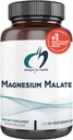 Diseños para el Magesium Malate de Salud - Magnesio Chelated como Di Magnesium Malate - Formulario altamente biodisponible para apoyar Energía, Bone Health + Recuperación de Muscles (120 Magnesium Malate Capsules)