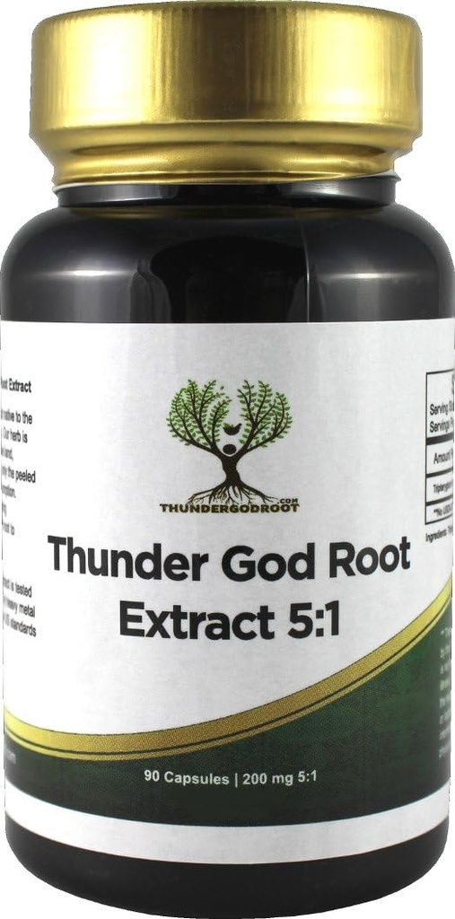 Thunder God Vine Root 5:1 Suplemento – Tripterygium Wilfordii Herbal Suplemento – 200 mg cápsulas con Lei Gong Teng Extracto – Thunder God Vine Extracto con Triptolide – 90 cápsulas