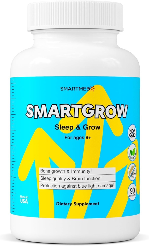 SMARTGROW 5-in-1 Promover Huesos Fuertes Ojo &amp; Salud Calcio, Vitamina D3, Aminoácidos – Ayuda al sueño, Apoyo Inmunitario, Salud Cerebro y Ojo – 90 cápsulas