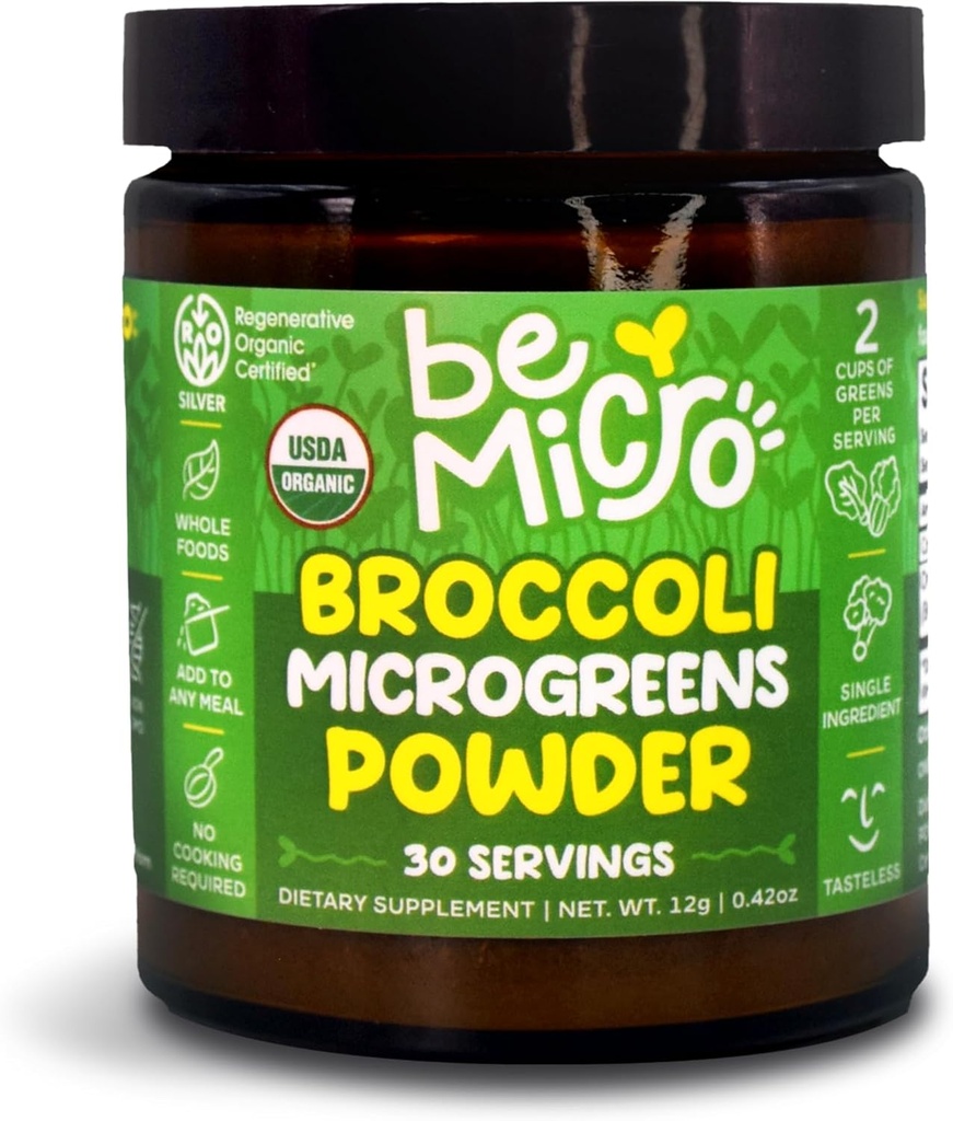 Pólvora Microgreen de Brocoli de Comida entera - US Grown, Small Batch, Nutritional Booster - Nrf Activation - 30 Servings / 12g