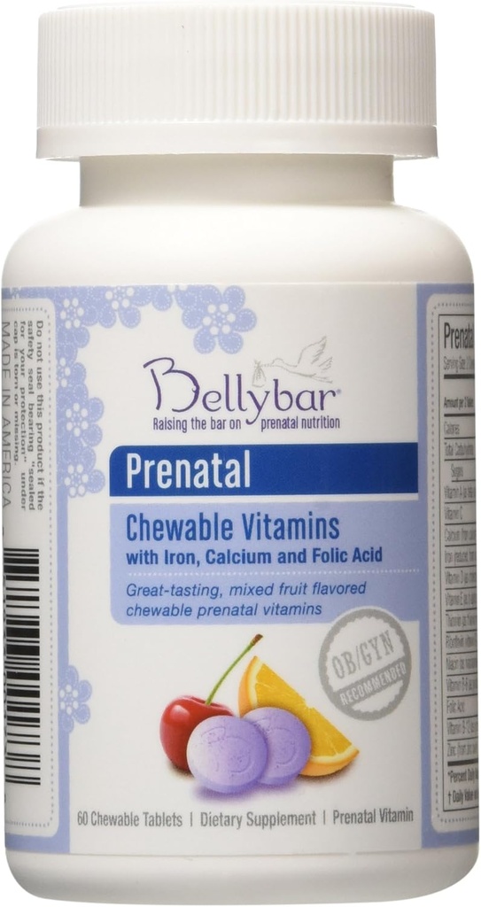 Vitamina Chewable prenatal por Bellybar 60 fichas