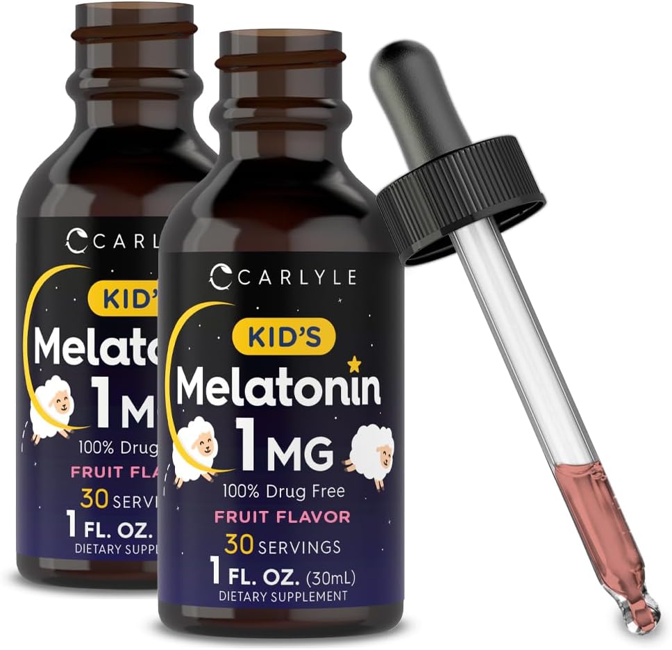 Carlyle Kids Melatonin Liquid TENIDO 1 fl oz TENIDO Two Pack ← Fruit Flavor tóxico Drug Free Children