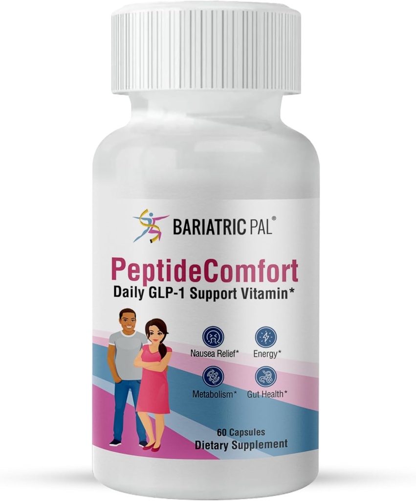 BariatricPal PeptideComfortTM - Asistencia diaria GLP-1 Vitamina para Alivio de Nausea, Energía, " Salud metabólica (60 cápsulas)