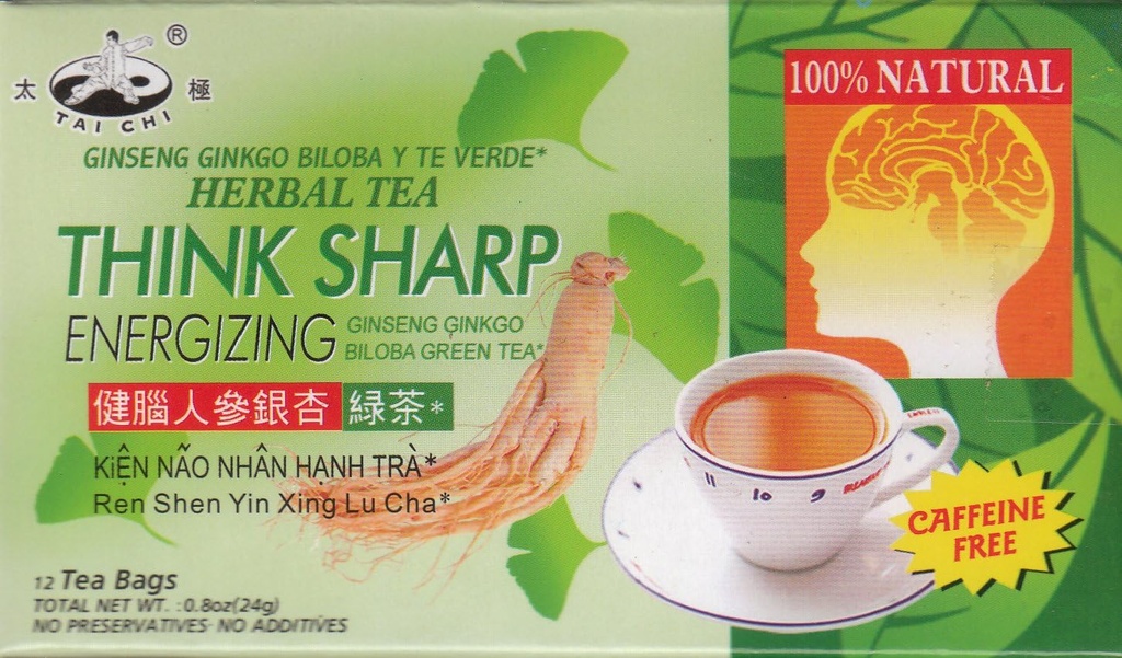 Tai Chi Think Sharp Energizing Tea (Ginseng Ginkgo Biloba) 12 Bags