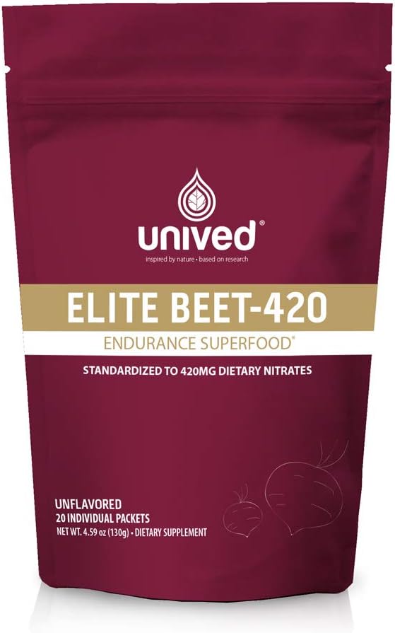 Unived Elite Beet-420 ← Beetroot Extract estandarizado a 6.5% Dietary Nitrate, 420mg Nitrate Por Serving ¦ Endurance Superfood for Athletes ← Vegan, Caffeine-Free, Pre-Workout ← 20 Servings