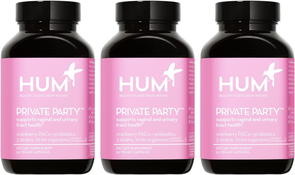 HUM Probióticos vaginales para mujeres, pH Balance y Tracto urinario Apoyo Vaginal Probiótico Suplemento con Cranberry &amp; Lactobacillus Blend, Mujeres de Salud Píldoras de Arándano, 90 cápsulas