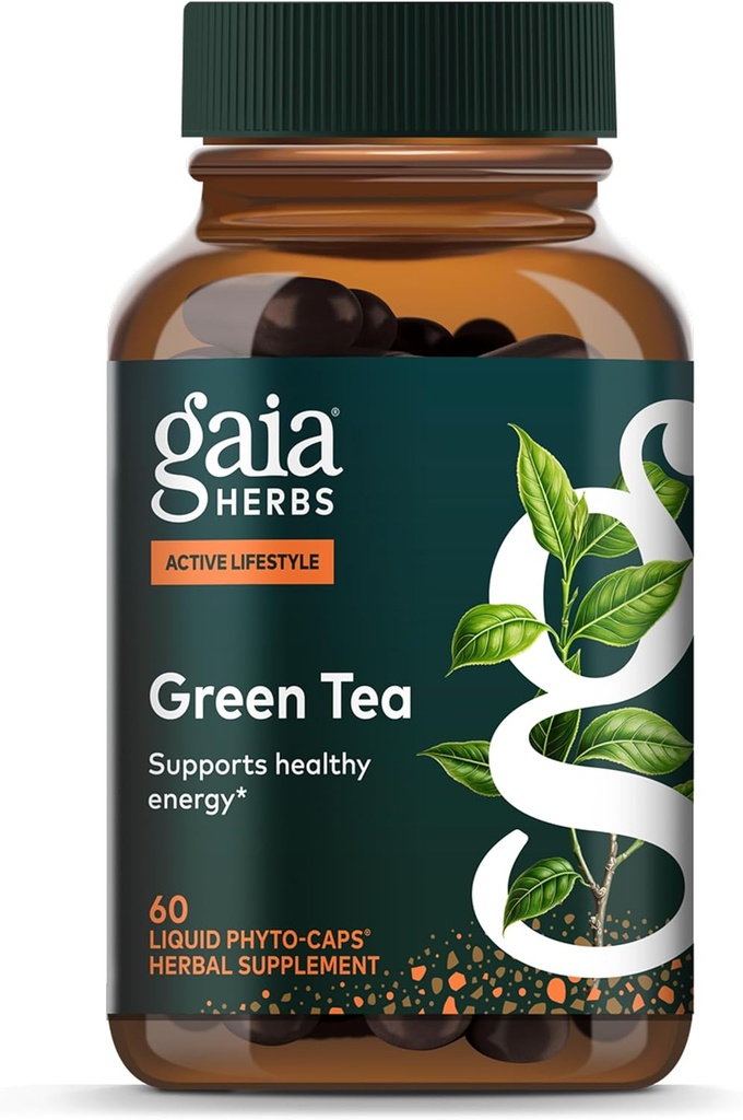 Gaia Herbs Green Tea - Ayuda a mantener niveles saludables de peso y energía* - con hoja de té verde orgánico y extracto - 60 cápsulas líquidos veganos de Phyto-Capsules (15-Day Supply)