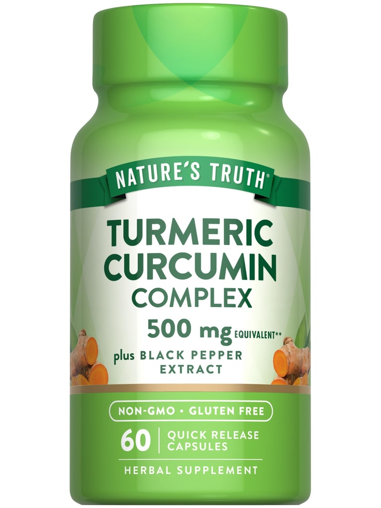 Verdad Turmeric Curcumin with Black Pepper Extract TEN 500mg TEN 60 cápsulas ANTE NO GMO Y Gluten Suplemento Complejo Libre