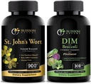 St Johns Wort 900mg-Mood Support Supplement-Calm Supplements. DIM Supplement 300mg with Broccoli 200mg BioPerine 10mg-Hormone and Estrogen Balance for Women&Men.120 Vegetable Capsules(2 MONTHS SUPPLY)