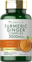 Carlyle Turmeric y Ginger Suplemento 3000 mg  120 Softgel Capsules ← Complejo de Curcumina Turmérica Silencio con Black Pepper Extract ← Non-GMO, Gluten Free