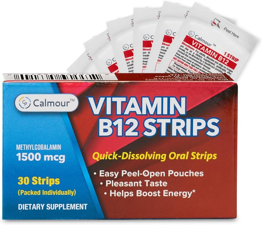 Vitamina B12 Strips 30 Pack TENIDO Easy Oral Dissolvable Mint Flavored Strips TEN 1500 mcg Strips ANTE VIT B12 Dissolve Under Tongue ← Methylcobalamin B-12 Vitamina Fórmula Silencioso