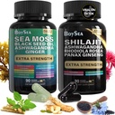 Boysea. Shilajit y Sea Moss Bundle- 90 Count - Sea Moss, Black Seed Oil, Ashwagandha, Ginger & Shilajit, Rhodiola Rosea, All in 1 Supplements (1 Pc)