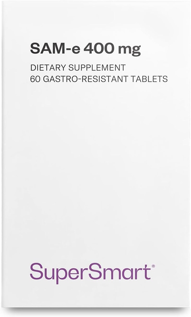 Supersmart - SAM-e 400mg (80% Active Isomer S,S) - Advanced S-Adenosyl Methionine SAM-e Supplement latitud Non-GMO & Gluten Free - 60 Enteric Coated Tablets