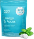 NeuroGum Energy Caffeine Mints (180 piezas) - Azúcar gratis con L-theanine + Caffeine natural + Vitamin B12 &amp; B6 - Nootropic Energy & Focus Supplement for Women & Hombre - Keto & Vegan, Peppermint Flavor