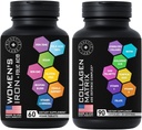 Belleza Collagen Complejo y Vegan Iron Suplementos para Mujeres - Age Defense Bundle