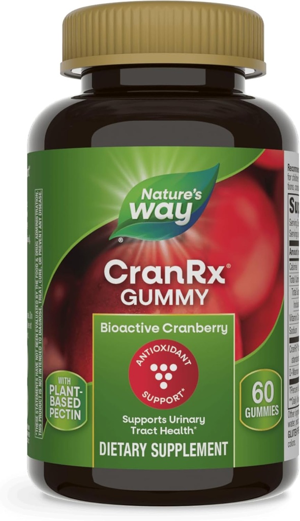 Camino de la Naturaleza CranRx Cranberry Gummies, Urinary Tract Health Support*, 100% Whole Cranberry Fruit Concentrate with D-Mannose, Vitamina C, 60 Gummies (Packaging May Vary)