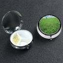 Pill Box 3 Compartment Funda de pequeña pill para purse &amp; Pocket,Cute Mini Pill Organizer Green Lawn Metal Travel Pillbox Portable Pill Container Holder to Hold Vitamins,Fish Oil
