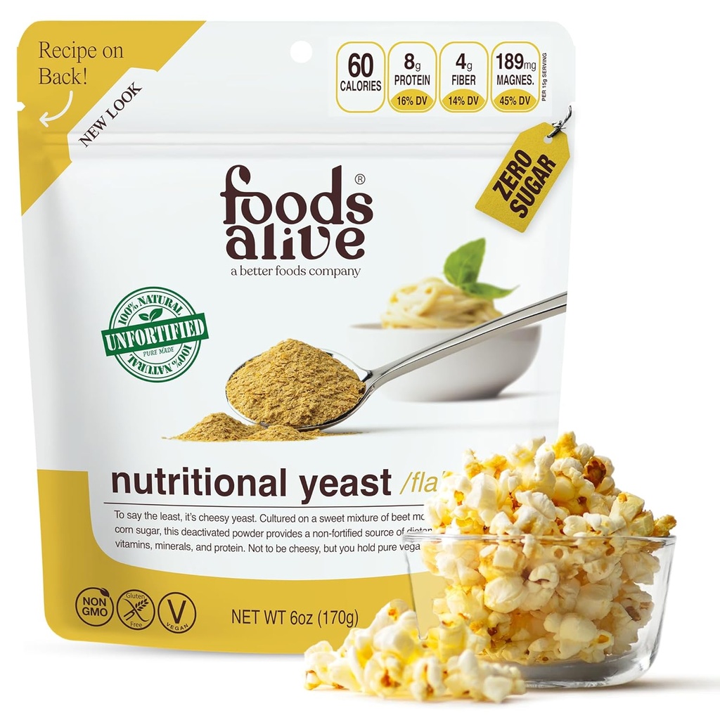 Alimentos Alimentos Alimentados Fresas de Levadura Nutricional Premium No Fortificadas, 6 onzas De Queso Vegante Infortificado en polvo