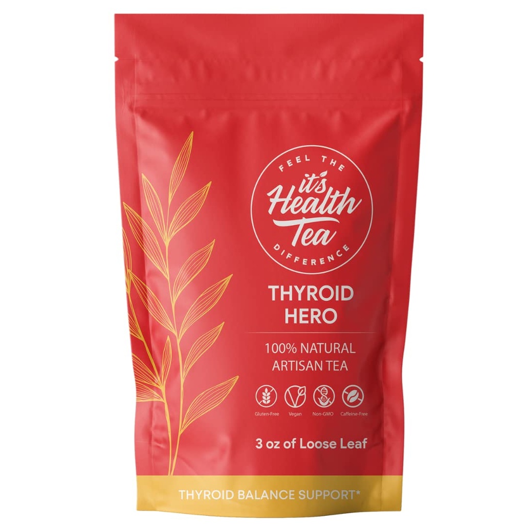 Héroe de tiroides – Tea herbal para la función de tiroides &amp; Balance Soporte TEN 8 HORBES funcionales TEN Caffeine-Free TEN 35 Bolsas de té Incluido*