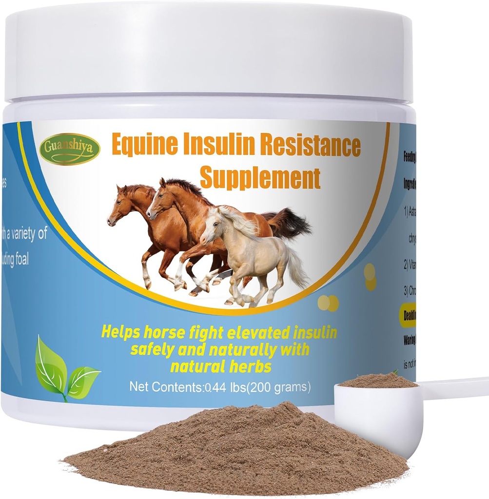Suplemento de resistencia a la insulina para caballos, Caballos de apoyo con niveles elevados de insulina,Laminitis,Síndrome de Cushing, Pie de Sore Crónico,Volver a Pasture,0.44 lbs