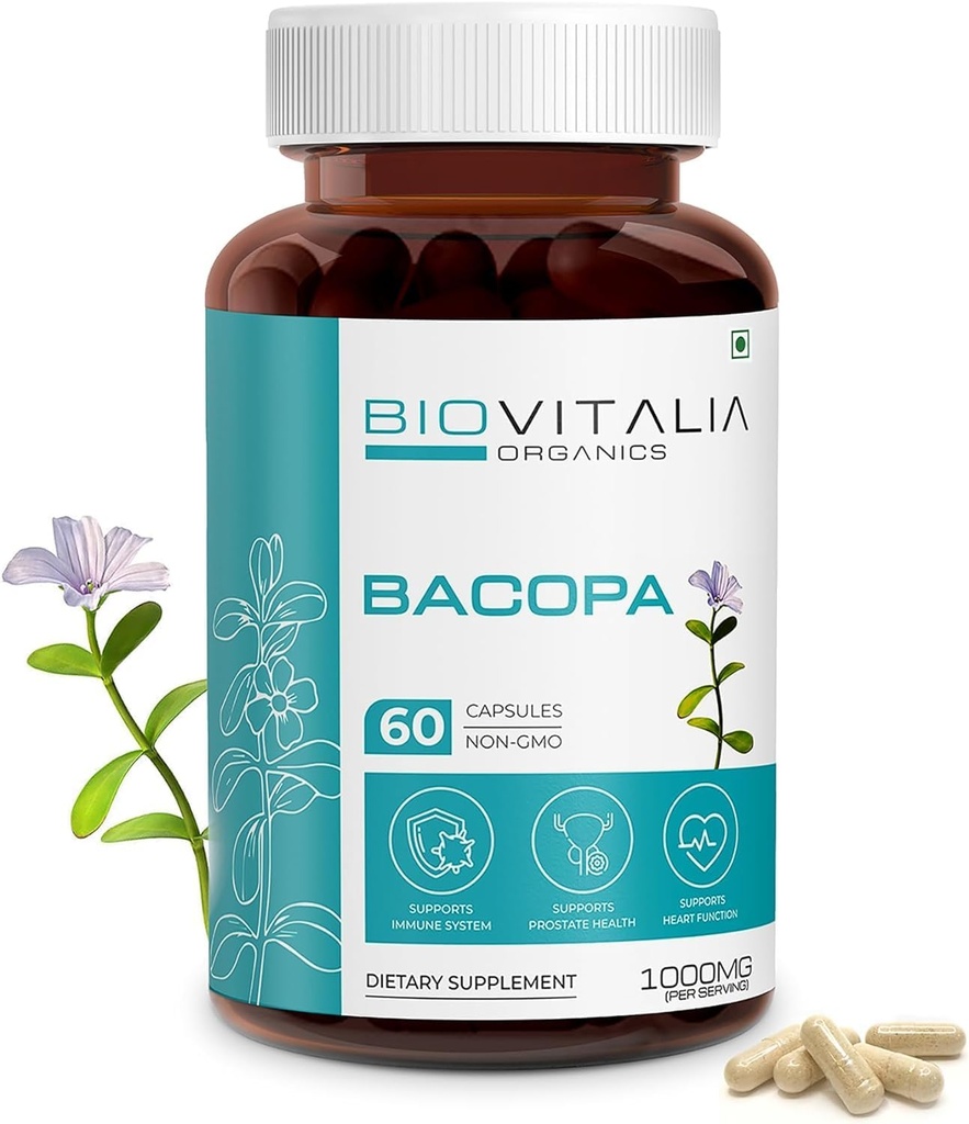 Biovitalia Natural Bacopa Suplemento cápsulas soporta función cerebral 1000mg - 60 cápsulas