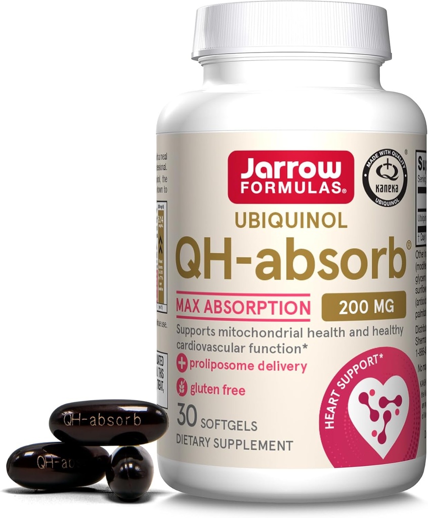 Jarrow Formulas CoQ10 200mg Softgels - 30 Day Supply, Ubiquinol Co Q 10 Suplemento para la salud cardiovascular, 30 Softgels